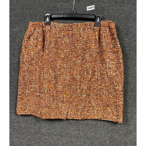 Talbots Wool Tweed Straight Pencil Skirt Womens Petite 16P Orange Brown Career - Picture 2 of 6